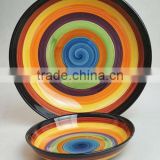 Ceramic fruit plate,pasta plate with hand painting, round ceramic plate