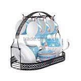 Wire Rack for Organizing 6*saucers & 6*cups & 6*spoons & 1*teapot or Coffee Pot/Espresso Set Rack /tea Set Display Stand thumbnail-1