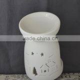 Hot Sale Porcelain White Christmas T-light Oil Burner With Hollow Design thumbnail-4
