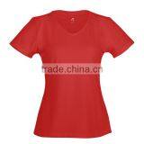 Red Color V-neck Collar T-shirt thumbnail-1