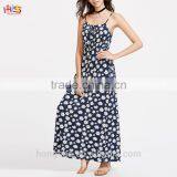 Ladies Fashion Dresses Women Summer Pictures Daisy Print Tie Front Elastic Waist Cami Dress thumbnail-2