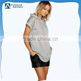 100% Cotton Women Hoodies/longline Sport Hoodies/Custom Short Sleeve Hoodies Sweater thumbnail-1