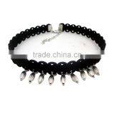 Fashion Silver Charms Pendant Black Chamois Leather Choker for Womens Jewelry thumbnail-3