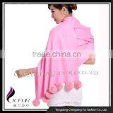 CX-B-P-42D 2016 Wholesale High Quality Fashion Cashmere Pashmina Shawl Scarf With Fur Pom Pom thumbnail-2