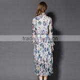 Maxnegio Elegant Maxi Long Sleeve Office Chiffon Pleated Maxi Dress thumbnail-5