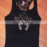 Bride Custom Racerback Tank Tops Rhinestone Women's Cotton Vest Wholesale thumbnail-6