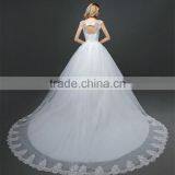 Women Sexy Strapless See-through Hollow Back Beaded Lace Appliqued Wedding Dress Back Straps Crossover thumbnail-2