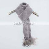 Myfur 2016 Korean Stylish Beige Color Winter Knitting Scarf With Detachable Raccoon Fur Pom Poms thumbnail-3