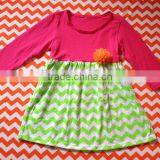 Kids Party Dresses Wholesale Custom Kids Costume Lovely Chevron Baby Girls Spring Cotton Ruffle Dresses thumbnail-1