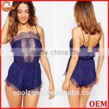 Sexy Lace Inserts Shiny Fabric Sleepwear Women Sleepwear With Scalloped Trims thumbnail-1