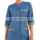 High Quality Female Color Contrasting 3/4 Sleeves House Keeping Tunic With One Button Closure thumbnail-6
