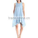 Women's Kerchief Hem Swing Blue,Beige,Off-white Dress thumbnail-1