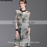 2016 Spring Summer Pure True Button-up Silk Long Sleeve Shirt Dress thumbnail-2