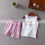 Wholesale Summer Cotton Printing Girls Casual Kids Clothing Sets thumbnail-3