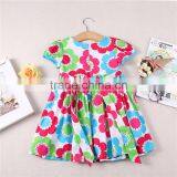 Beautiful Flower Printing Summer Girls Wholesale One Piece Cotton Dress thumbnail-2