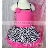 Girls One Piece Hot Pink Zebra Standard Pettidress With Rosette thumbnail-1