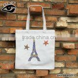 Fashion Rhinestone Heat Transfer Customized Cotton Canvas Tote Bag Recycle Organic Cotton Tote Bags Wholesale thumbnail-2