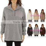 Wholesale Monogram Women Knitted Fleece Sherpa Pullover thumbnail-3