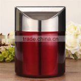 Best Price Red Color Stainless Steel Trash Bin1.5L Mini Car DustBin Swing Lid Kitchen Worktop Waste Rubbish Trash Can thumbnail-2