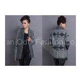 Fashion Long Sleeve Ladies Poncho Sweater / Jacquard Womens Argyle Sweaters in Gray thumbnail-1