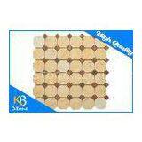 Octagon Polishing Crema Marfil Marble Tile / Kitchen Mosaic Sheets With Brown Dot