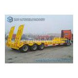 3 Axle 100 Ton Low Bed Semi Trailer heavy duty flatbed trailer With Manual Ramp