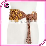 newest fashion handmade bohemian wax rope wood beaded waist belt