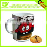 Promotional Logo Printed China Coffee Mug With Cookie Holder