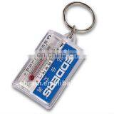 Oblong Shaped Plastic Keychain With Thermometer