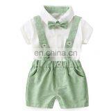 Boy's Summer Shirt, Overalls and Bow Tie Three-piece Suit Boys Summer Suits thumbnail-3