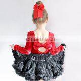 RTS Christmas Back With Bow Plain Romper Romper Girls Leotards Velvet Baby Romper thumbnail-1