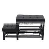 Customized PVC Leather Metal Steel Shoe Racks Bench Storage Organizer Holder Rack At Doorway Entrance thumbnail-2