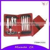 Black and Red PU Zipper Bag Gift Manicure Set