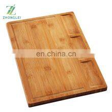 Organic Bamboo Cutting Board, With 3 Built-in Compartments and Juice Grooves, Chopping Board for Meats Bread Fruits thumbnail-2