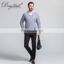 Wholesale 100% Merino Wool Men's V-Neck Pullover Sweater Custom Logo Loose Fit for Spring thumbnail-3