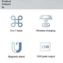 Zinc-Aluminium Alloy 3 in 1 Magnetic Wireless Charger Function for Mobile Phones Earphones Smart Watches Charging Station thumbnail-3