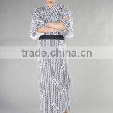 Cute Printed Coral Fleece Men Bathrobe Yukata Sexy Silk Bathrobe