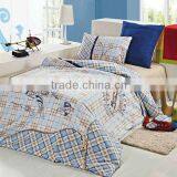 Reactive Dye Embroidery Logo Bedding Cotton Child Duvet Cover Bed Set 205TC In Blue Color