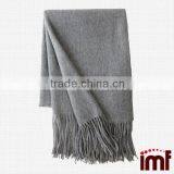 Cashmere Blend Throw,Heather Grey Woven Cashmere Throws thumbnail-1