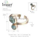 Geometric Jewelry Golden Copper Adjustable Green Stone Finger Rings Men's Jewelry thumbnail-3