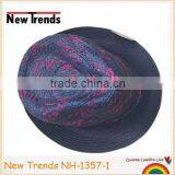 Red Fabric in Purple Straw Hat Handmade Straw Hat thumbnail-1