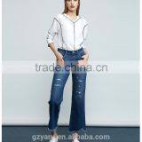Newest Fashion Women Teen Girls Slim Long Ripped Jeans Trousers Cow Bells for Women thumbnail-2