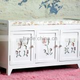 Exquisite shoes cabinet cute cheap solid wooden footstool with 3 beautiful doors