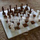 Red Onyx and White Marble Chess Set in Bulk Price