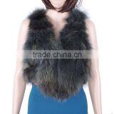 Women Fashion Stylish Raccoon Fur Gilet Raccoon Patch Fur Waistcoat KZ150117 thumbnail-2