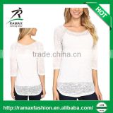 Ramax Custom Women Casual 3/4 Sleeve Round Neck Burnout T Shirts