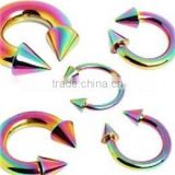 Wholesale rainbow Curved Spike Barbell body piercing jewelry