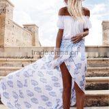 2016 Summer Fashion Women Printed Boho Beach Skirts Front Overlap Designs Chiffon Ethnic Long Maxi Skirt thumbnail-2