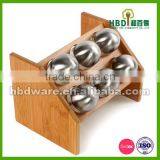 Hot Selling Bamboo Rack Set With Six Glass Spice Jars Wholesale thumbnail-2