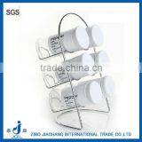 6pcs/set Glass Condiment Shaker Set Metal Holder thumbnail-1